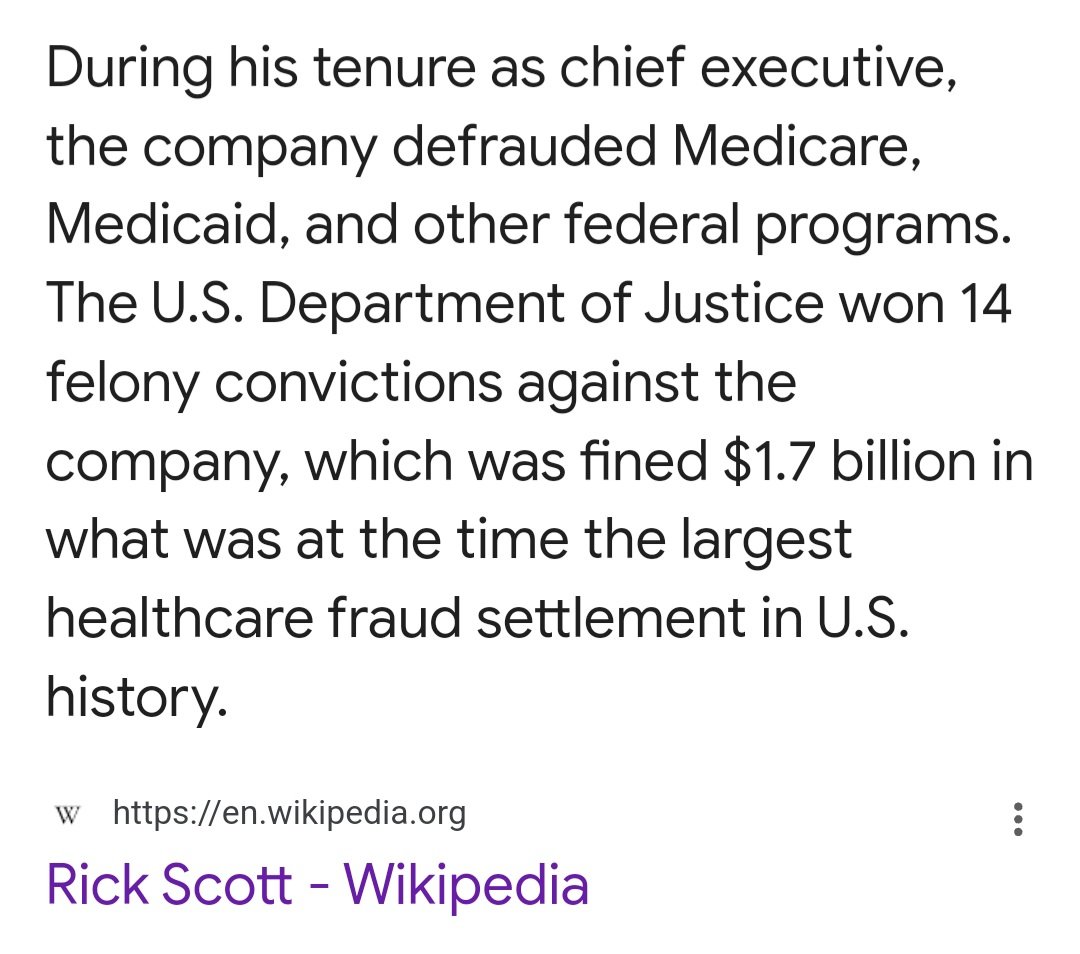 kristen9397's tweet photo. @elonmusk Ask @SenRickScott how to find fraud. He's an expert fraudster. 

#ElonMuskIsANationalSecurityThreat 
#Medicare https://t.co/DJLBB8vdqQ