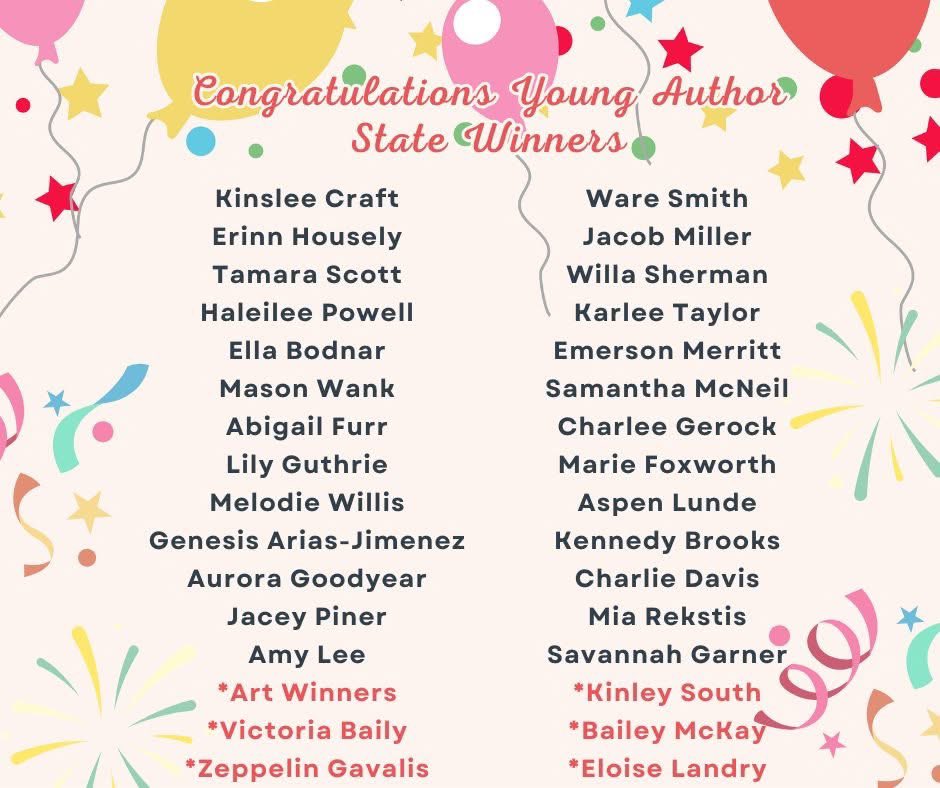 Congrats to our <a href="/NCReadingAssoc/">NCRA</a> Young Authors and Illustrators Project STATE Winners! Their work will be included in this year's Young Authors anthology along with other winners from across the state. Well done, <a href="/CarteretK12/">Carteret County Public School System</a> students and staff! #TheWriteStuff
