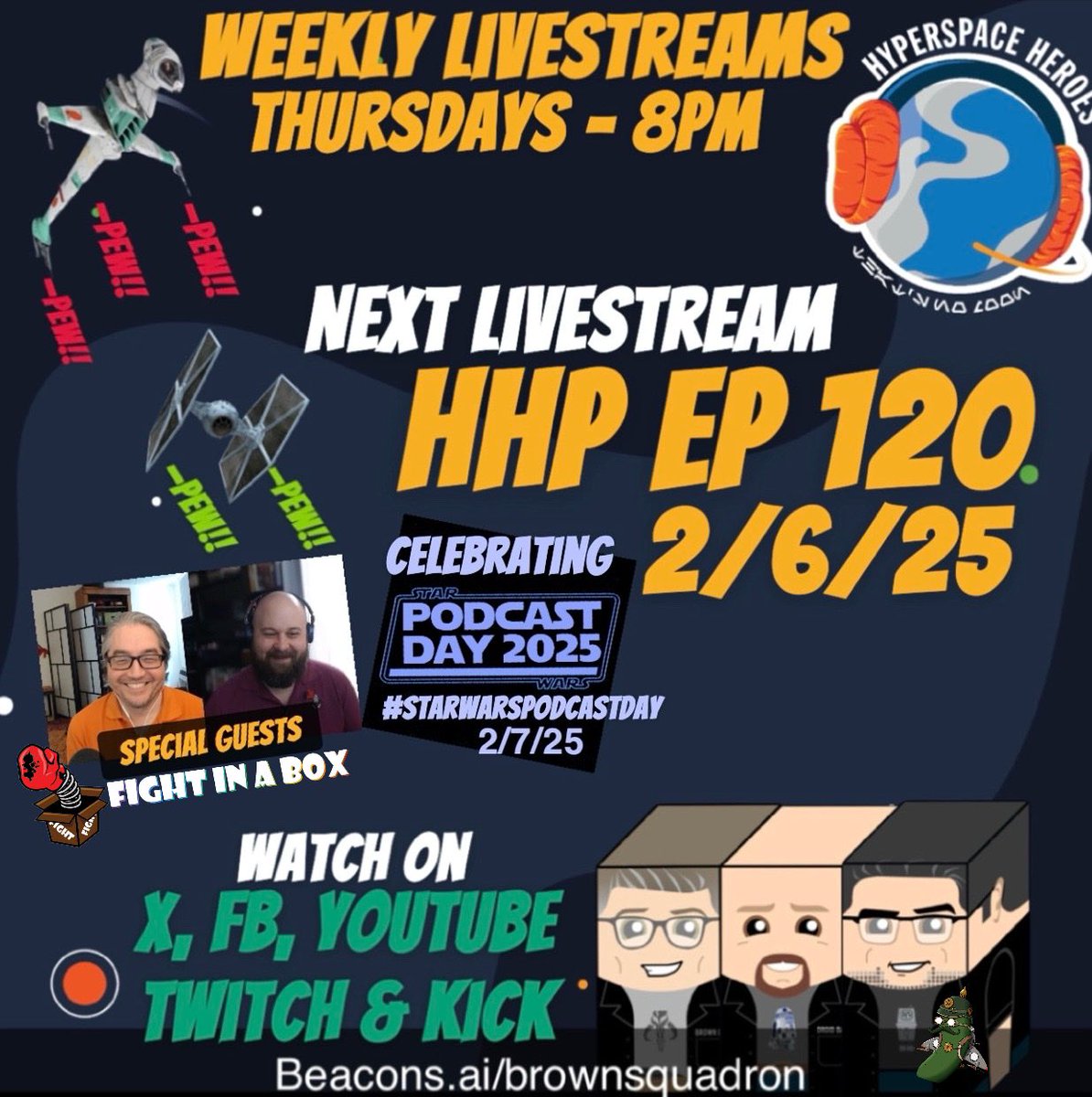 Brown_Squadron's tweet photo. Weekly Livestream TOMORROW Night!
8pm eastern
We’ll be Kick’n it w/ @fightinabox and also celebrating #SWPD2025 (early).
X, Facebook, YouTube, Twitch &amp; Kick
https://t.co/Lb5LSVZDaw https://t.co/Rwus15wUV0