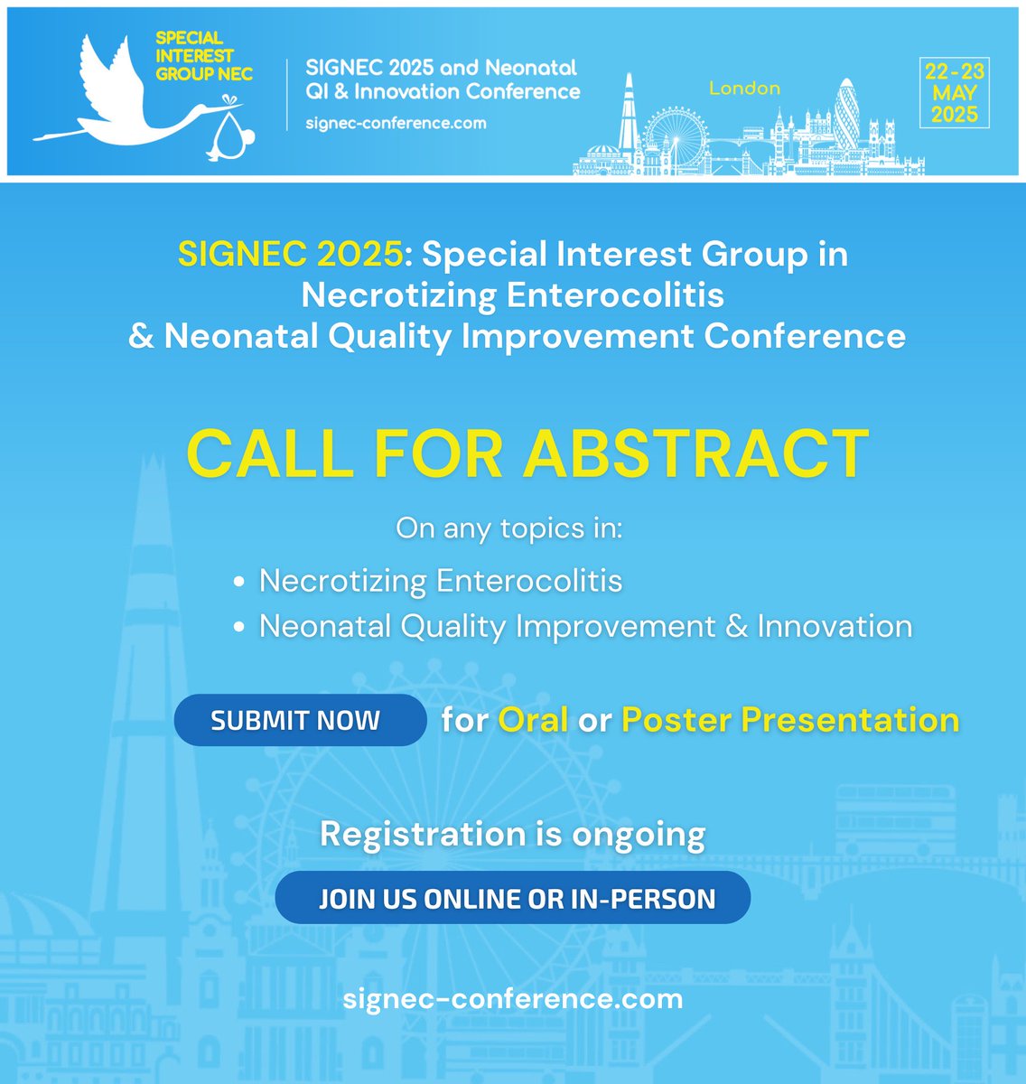 MCA_SE's tweet photo. #SIGNEC2025 welcomes you to join global experts on 22 – 23 May 2025 for discussions on #NecrotizingEnterocolitis and to explore #NeonatalQI & Innovation
Register now to join us Online or in #London👉: https://t.co/kK9LvtMSXr
Submit here✅: https://t.co/22GukrlptK https://t.co/HJDmGFcI2f