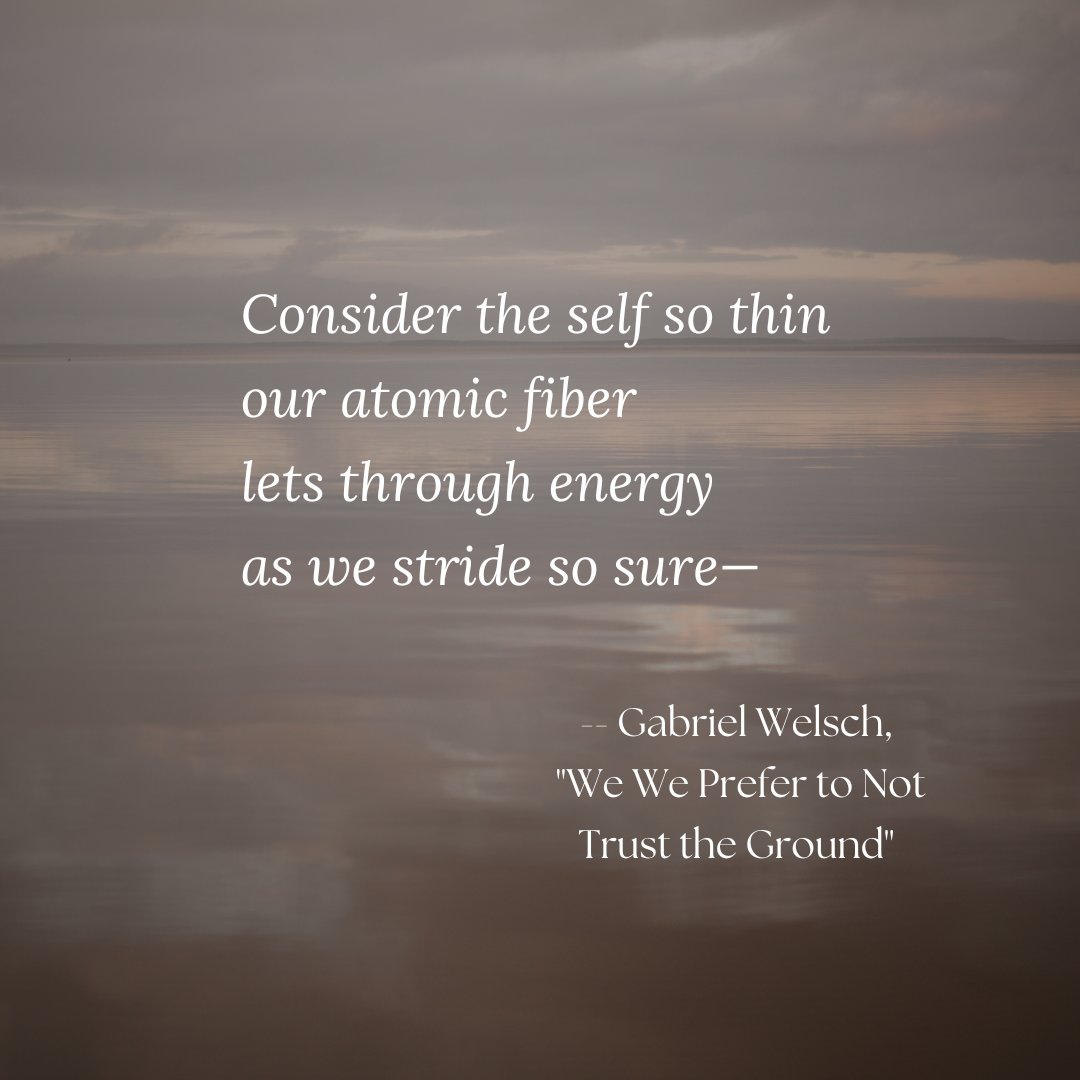 BlackForkReview's tweet image. Gabriel Welsch's "We We Prefer to Not Trust the Ground" reminds us of the fragile, yet powerful nature of our being. Read the full poem on our website and explore the rest of Issue 11 for more touching poetry (and prose)!
#theblackforkreview #poetry #issue11 #gabrielwelsch