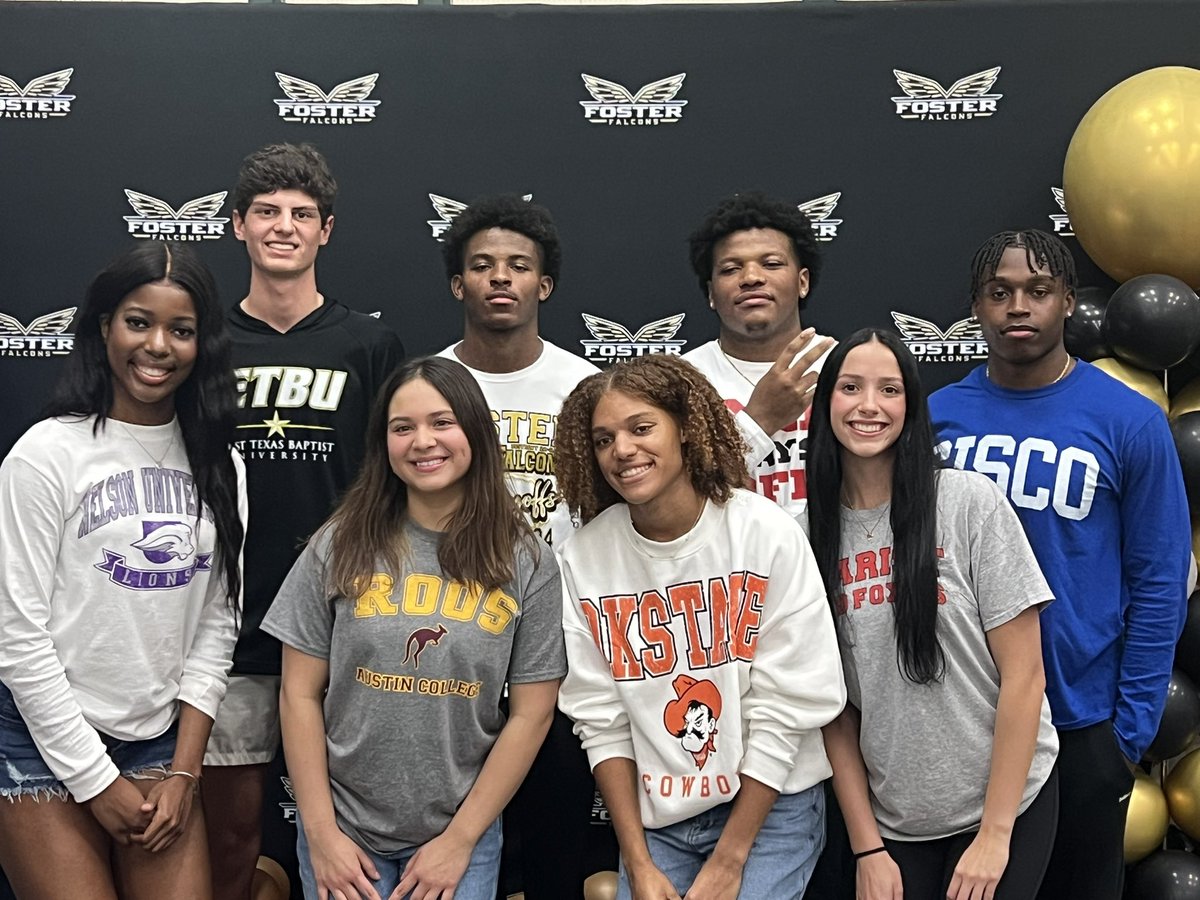 Foster Athletics (@athleticsfoster) on Twitter photo Congratulations to these amazing student/athlete’s on continuing their academic and athletic career at the next level. Way to Protect the Nest!!!! #NationalSigningDay <a href="/FosterHSNews/">Foster High School</a> <a href="/lcisdathletics/">LCISD ATHLETIC DEPT.</a> <a href="/FosterFootball/">Foster Football</a> <a href="/golf_foster/">FosterFalconGolf</a> <a href="/FosterWmnsTrack/">Foster Girls Track</a> <a href="/FosterSwim/">Foster Aquatics</a> <a href="/Foster_vball/">Foster Volleyball</a> Congratulations to these amazing student/athlete’s on continuing their academic and athletic career at the next level. Way to Protect the Nest!!!! #NationalSigningDay <a href="/FosterHSNews/">Foster High School</a> <a href="/lcisdathletics/">LCISD ATHLETIC DEPT.</a> <a href="/FosterFootball/">Foster Football</a> <a href="/golf_foster/">FosterFalconGolf</a> <a href="/FosterWmnsTrack/">Foster Girls Track</a> <a href="/FosterSwim/">Foster Aquatics</a> <a href="/Foster_vball/">Foster Volleyball</a>