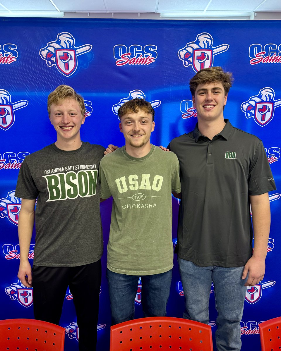 We want to congratulate our athletes that signed their NLI today to continue their athletic careers at the next level! 

From Left to Right:
Logan signs to OBU to run XC and Track &amp; Field.
Nathan signs to USAO for soccer.
Wyatt signs to OBU for football and baseball.