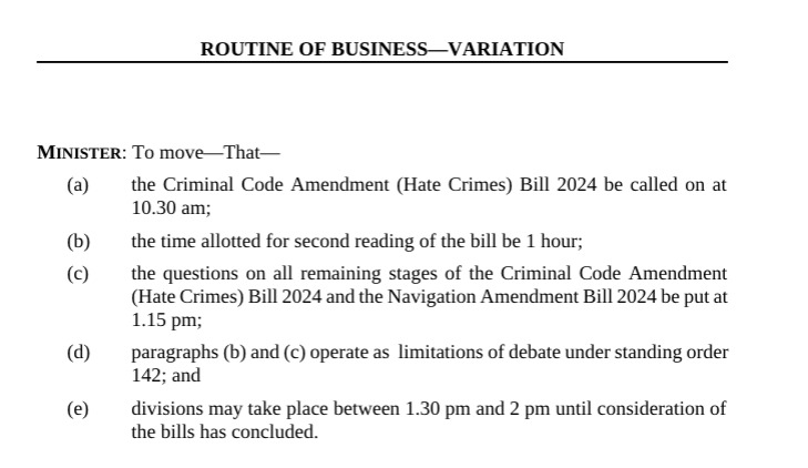 The Hate Speech laws are set to be rushed through the Senate today at lunchtime.

The Government plans once again to make a major change to the freedom of speech with almost zero debate in the Senate.

What is the point of our Parliament?