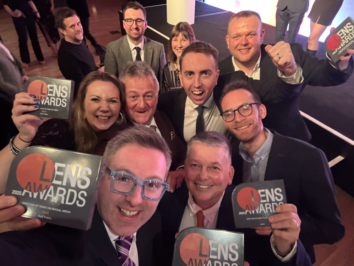 One year on from joining <a href="/LumoTravel/">Lumo</a> &amp; <a href="/Hull_Trains/">Hull Trains</a> and arguably the most proud moment of the past 12 months… the largest number of awards of any business at the #LensAwards in #London tonight with a great group of guests. 🏆🏆🏆🏆🏆 🚆