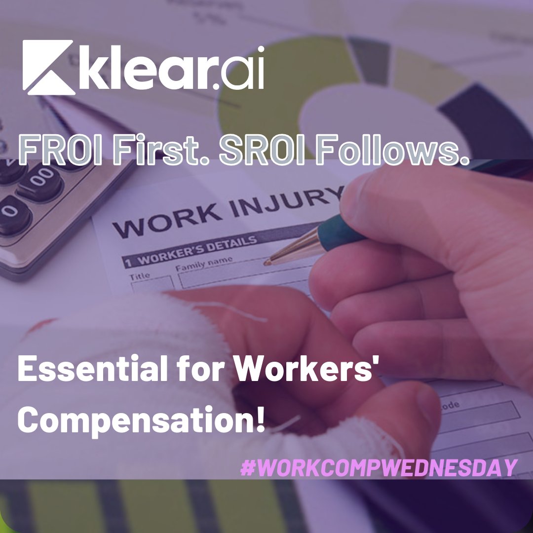 AiKlear's tweet image. 🚨 #WorkCompWednesday with @KlearAI 

FROI &amp;amp; SROI: Essential for Workers' Comp!

FROI – Reports workplace injuries ASAP.
SROI – Tracks claim updates &amp;amp; payments.
✅ Ensures compliance
✅ Speeds up claims
✅ Protects workers
📌 Stay compliant, avoid delays! #FROI #SROI #WorkersComp