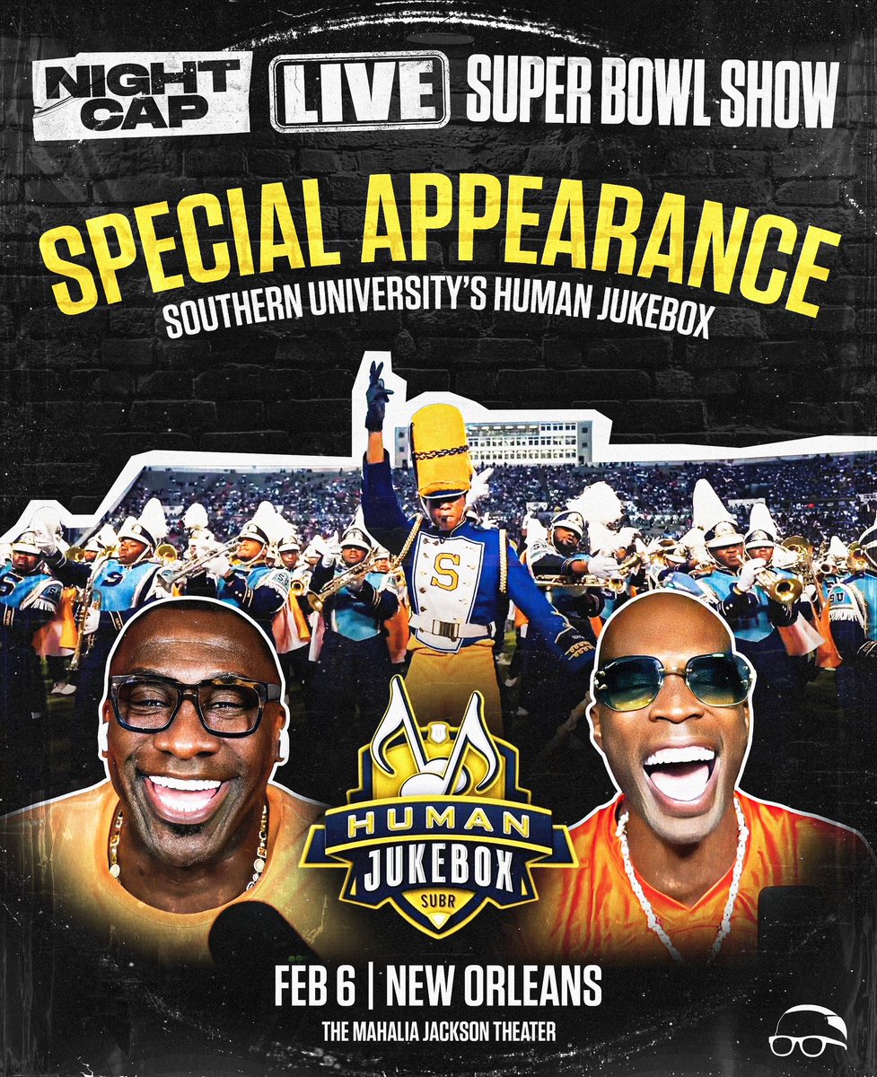 SU_HumanJukebox's tweet image. The Best Band in the Land Meets the Best Podcast in the Game! 🎺🔥

The Human Jukebox is pulling up to Nightcap’s LIVE show at the Mahalia Jackson Theater in NOLA, and we’re kicking things off in true Louisiana style! 🎶⚜️

#HumanJukebox #Louisiana #SuperbowlLIX #NightCap