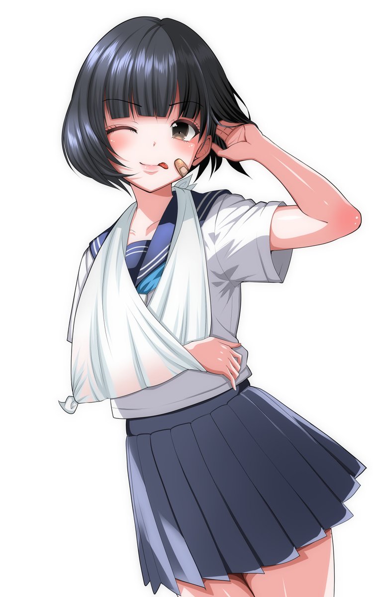 pixivとファンティア更新しました!!
三角巾姿の女の子!!
ドリアーヌは骨折したことないけど三角巾かっこいいよね!!
もう怪我しないで～～ 