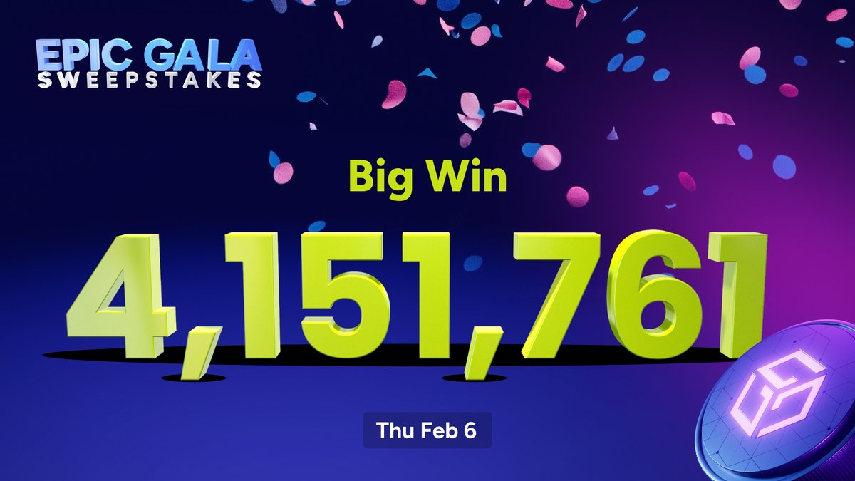 Wow! We had a an epic winner today on sweepstakes.gala.com
That's about 95k usd!!!
$GALA