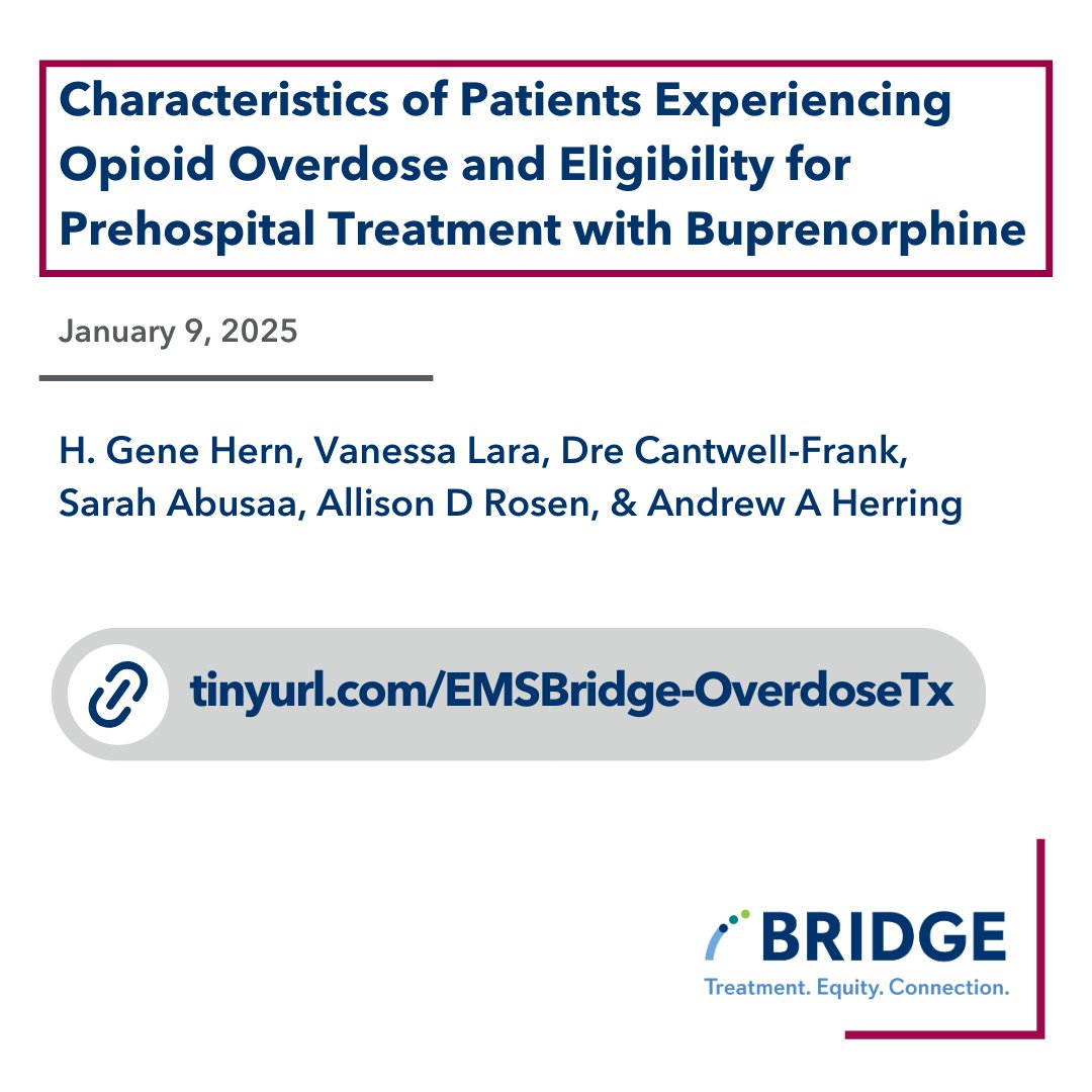 📣 New Research Alert! 📣

How can EMS agencies expand access to addiction treatment? Read the latest study from EMS Bridge for valuable insights from Contra Costa County’s implementation of the EMS Bridge model.

📎 Read the study here: tinyurl.com/EMSBridge-Over…

#EMS