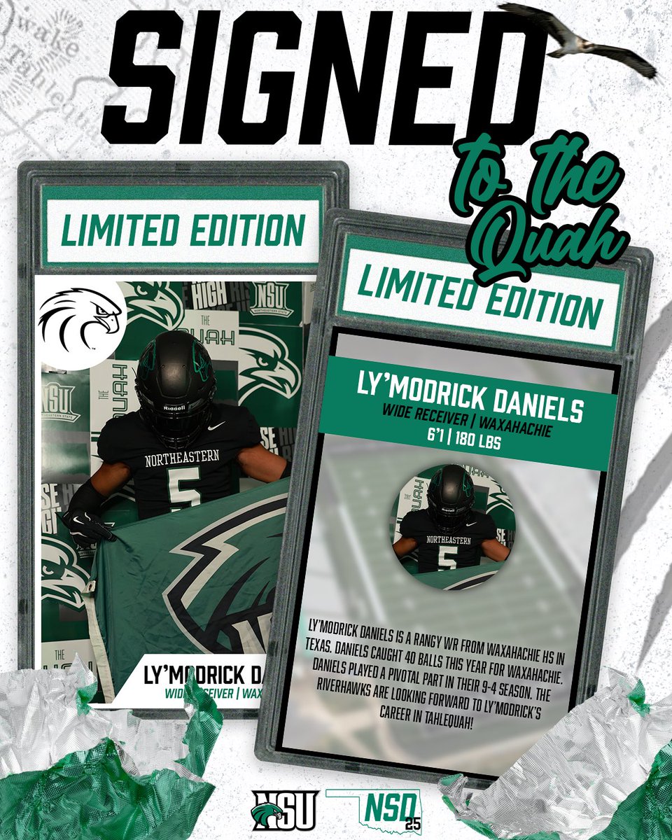 NSU_Football's tweet photo. 🔥🦅🔥🦅🔥🦅🔥🦅🔥🦅🔥

Welcoming WR Ly’Modrick Daniels to the ‘Quah 

#Signed2TheQuah #TheQuah25 🧩🧪 https://t.co/selPgujDTV