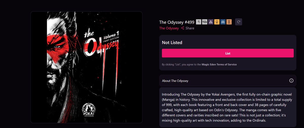 I support true builders in the space, This has been on my radar for some time, but i can officially say i have added the first fully on-chain graphic novel (Manga) in history into my personal collection, bonus it is inscribed onto my favorite sat category, block 9 450x.