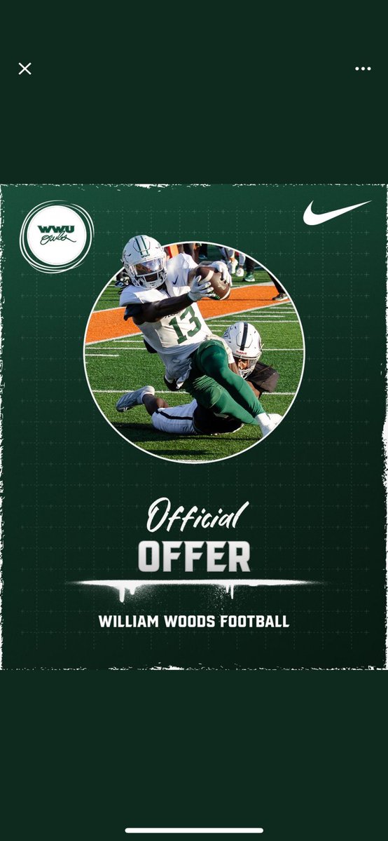 bigstxw's tweet photo. After a great conversation with @Coach_Silva61  I am blessed to receive an offer from @WilliamWoodsU https://t.co/M4OZ8sllHS