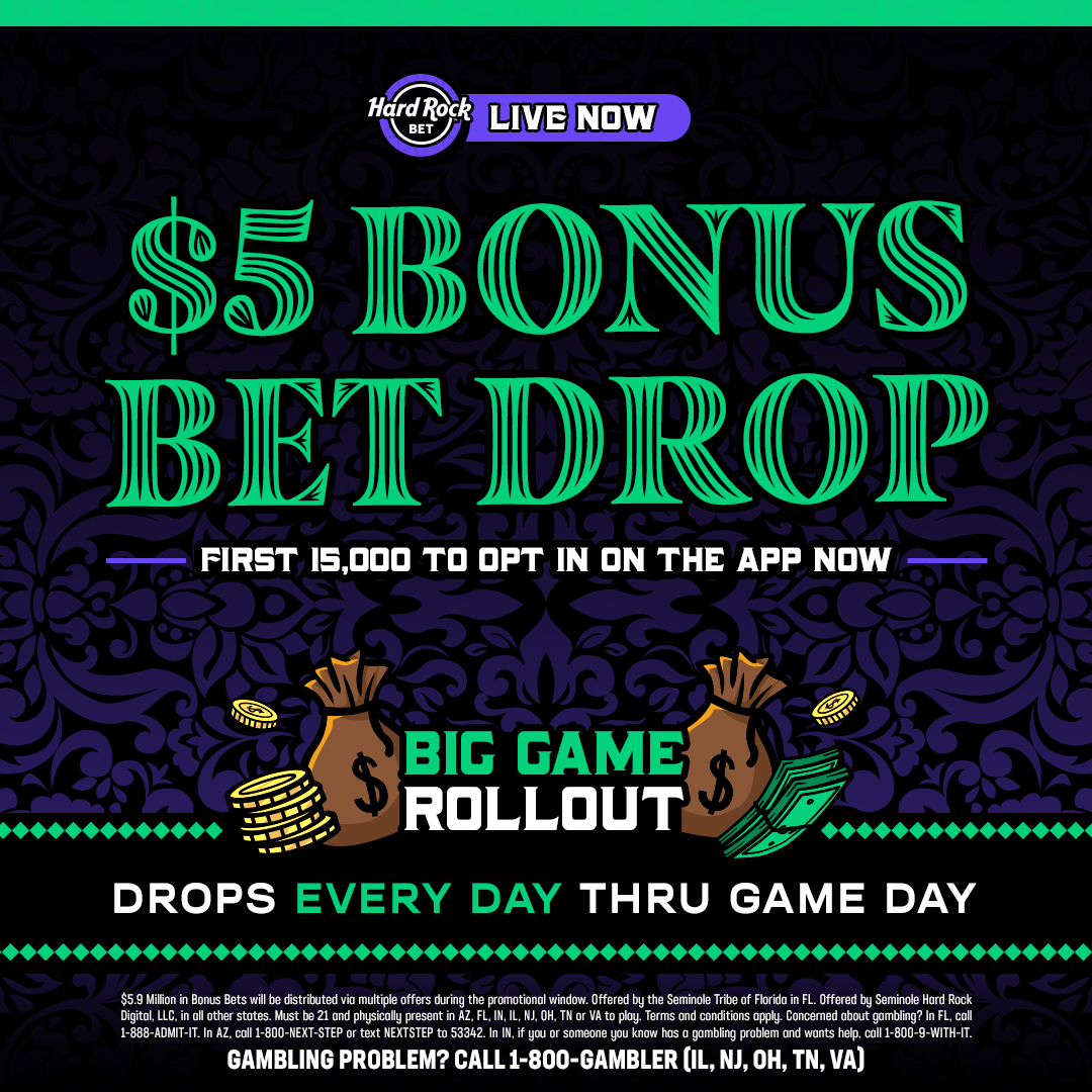 HardRockBet's tweet photo. Bonus Bet drop is LIVE!

• Opt-in on the app banner on your home page
• If you don't see it on your home page click the promos tab at the top!
• Must be used on any Big Game bet https://t.co/LSmkEs6dDe