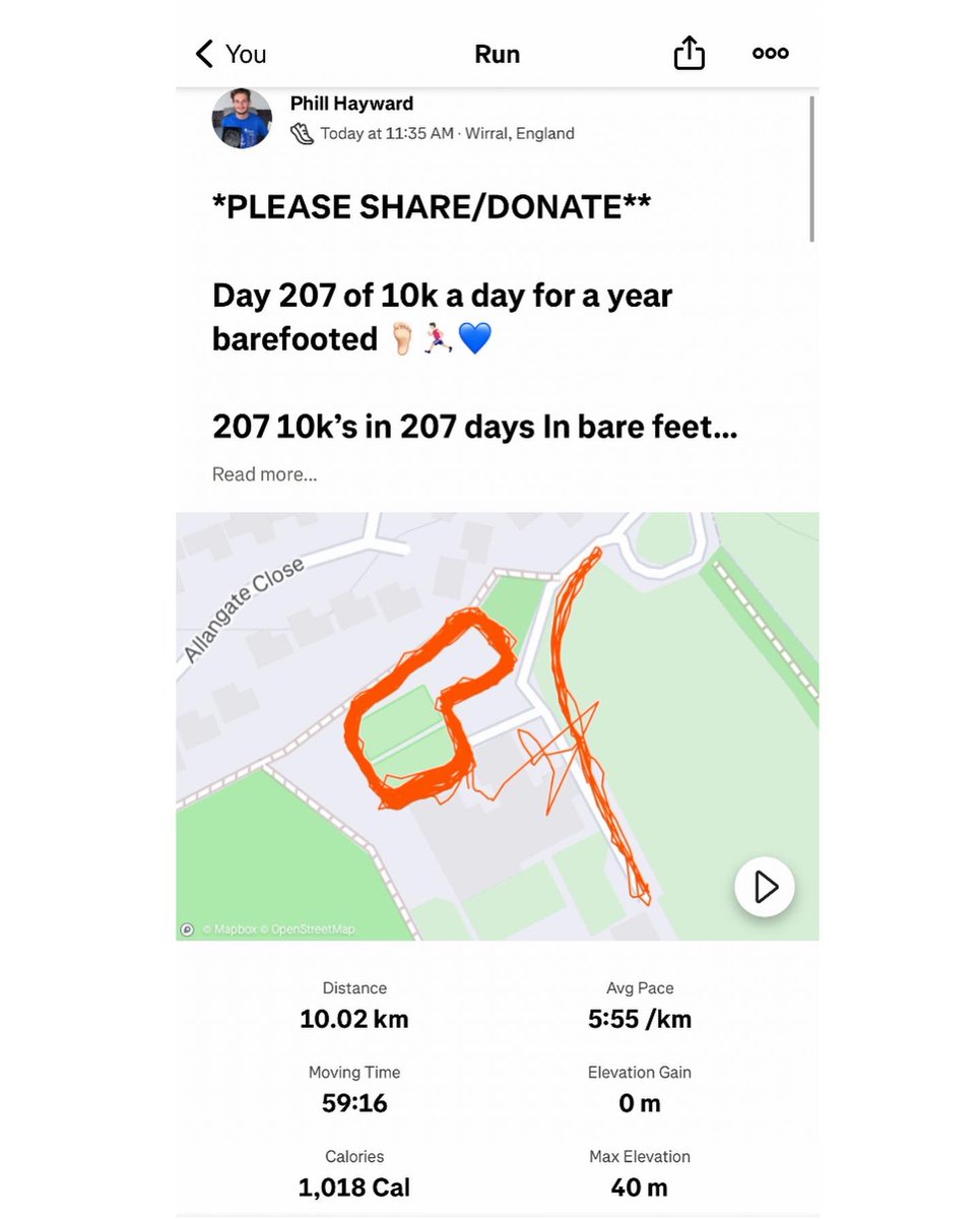 Phill Hayward - 10k a day for a year 🦶🏻🏃🏻‍♂️💙 tweet media