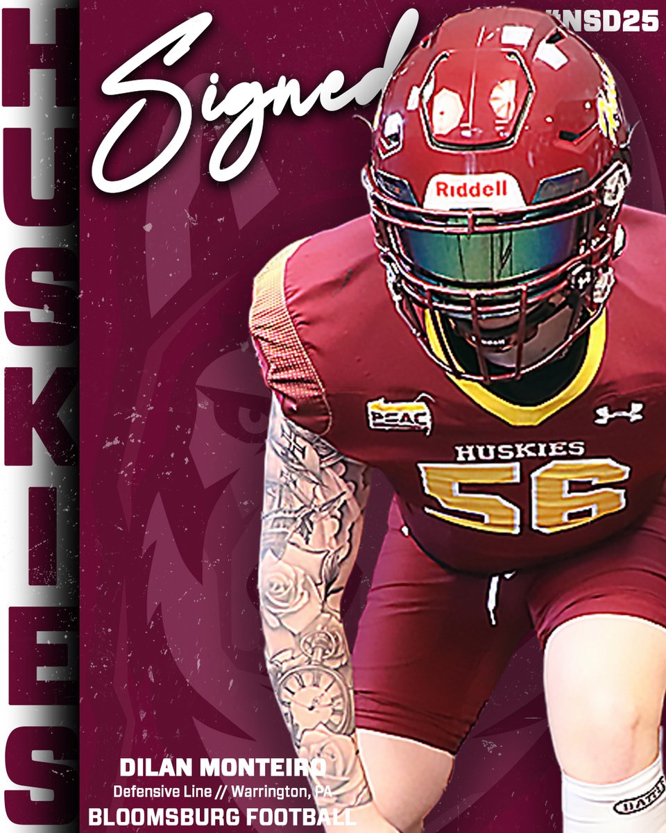 Welcome to Bloomsburg, Dilan Monteiro! A 6-1 defensive lineman from Warrington, PA!

Signing Day Central: tinyurl.com/3a8hhrd7 

#NSD25 #Unleashed