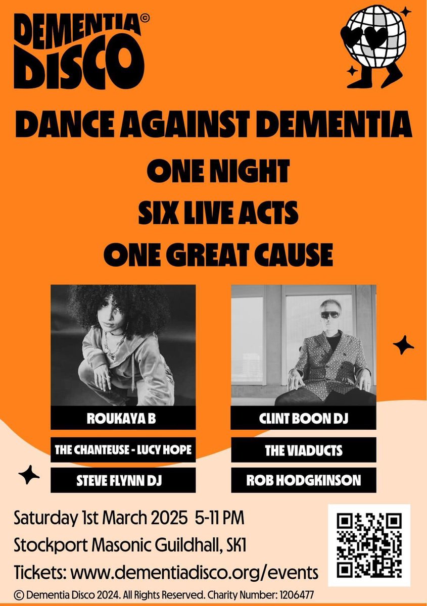 DementiaDisco's tweet photo. @StockportMBC - please share our flyer about our big fundraiser and campaign launch event at the Guildhall on 1 March. It’s going to be a great night! #danceagainstdementia https://t.co/JLGMfOoy3c
