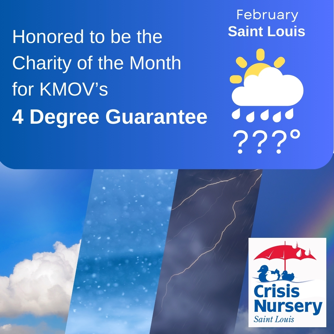 STLCrisisKids's tweet photo. We're honored to be @KMOV First Alert 4’s Charity of the Month! Each time @SteveTempleton's forecast is within 4°, KMOV donates $50 to St. Louis Crisis Nursery—and @CardinalsCare matches it!

Accurate forecasts help #KeepKidsSafe

https://t.co/avgCozRlCt

#SaintLouisCrisisNursery https://t.co/zSPEKOLjYJ