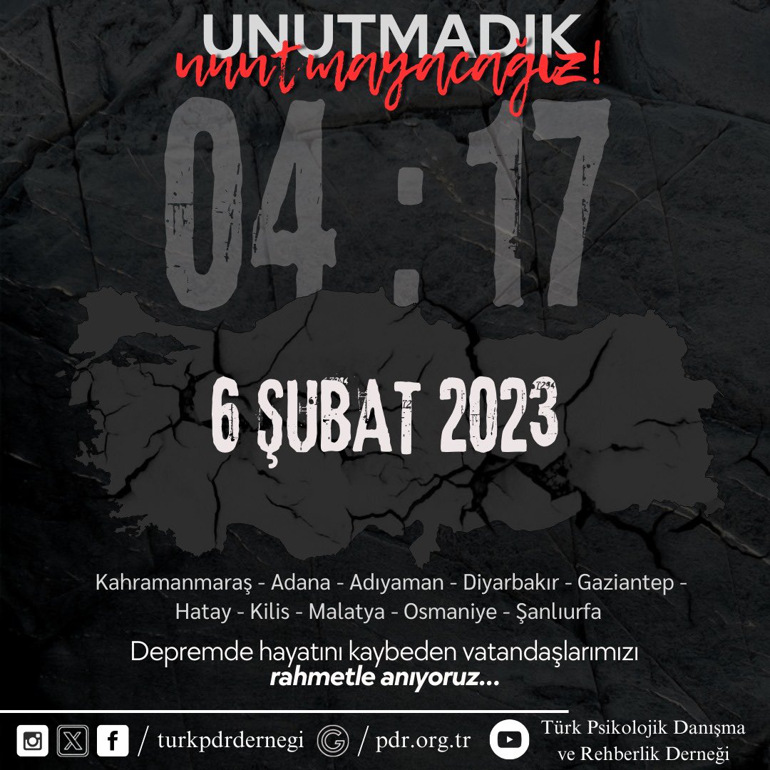 6 Şubat Depremlerinde (Asrın Felaketi) Hayatını Kaybedenlerin Anısına

6 Şubat 2023 tarihinde, vatanımızın 11 ayrı şehrinde yaşanan, etkisi sadece bu 11 il ile sınırlı kalmayıp tüm milletimizi derin bir üzüntü ve yasa boğan asrın felaketinin ikinci senesindeyiz. Deprem ve diğer
