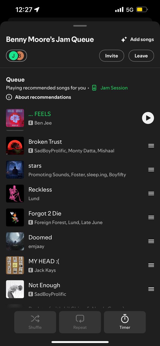 jakepeterson23's tweet photo. Someone at lunch sent me their jam session on Spotify and I wanna know who hurt my boy Benny https://t.co/B2S7rK5leM