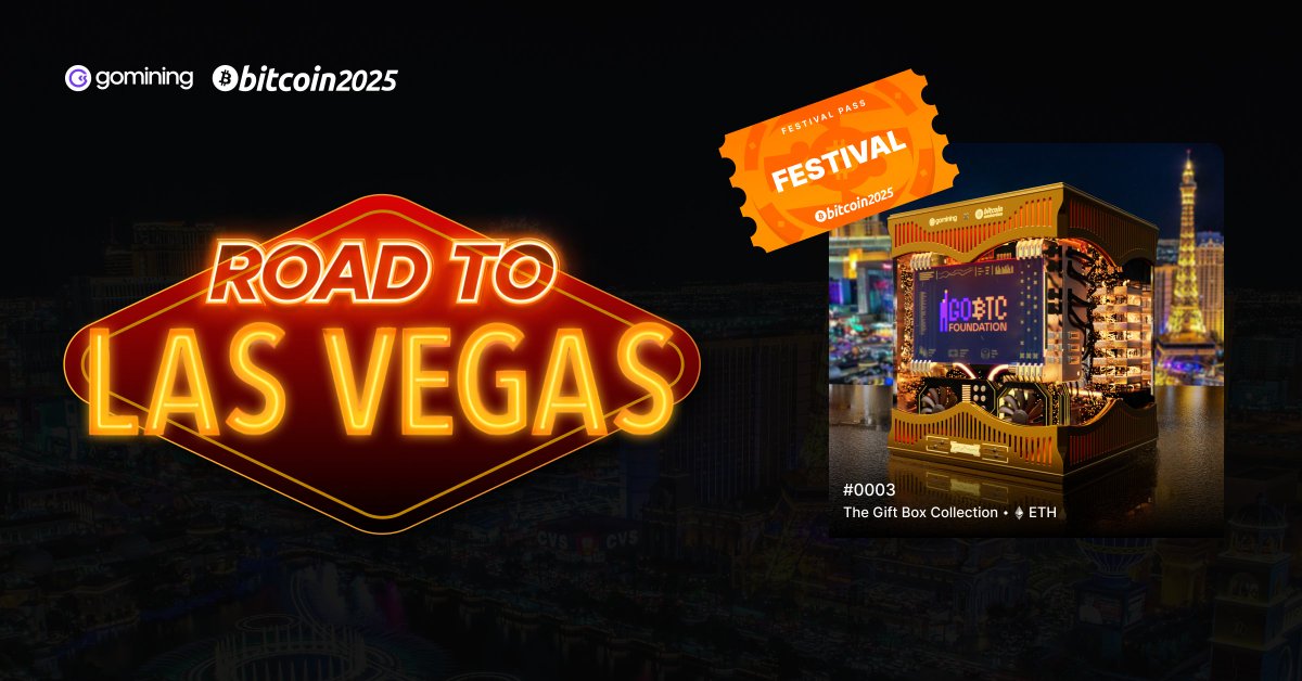 GoMining's tweet image. #RoadtoVegas Round 2 is HERE!🎲

This week, we’re giving away another 2 Festival Passes for @TheBitcoinConf in May. AND 4 Bitcoin Amsterdam digital miners

Will you be in Vegas around May? Then get in on the action.

To enter:

— Like, RT &amp;amp; Bookmark this post
— Quote tweet this