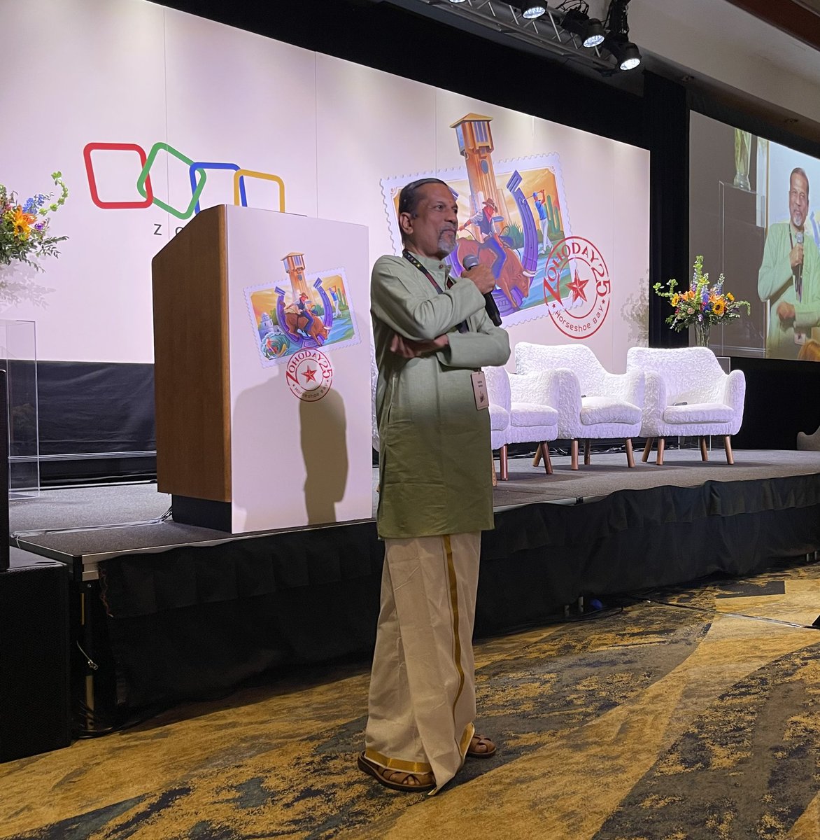 Almost a wrap on #ZohoDay25.  Closing remarks and lunch with <a href="/svembu/">Sridhar Vembu</a> and our hostess with the absolute mostest, AR superhero <a href="/sandraklo/">Sandra Lo</a>.