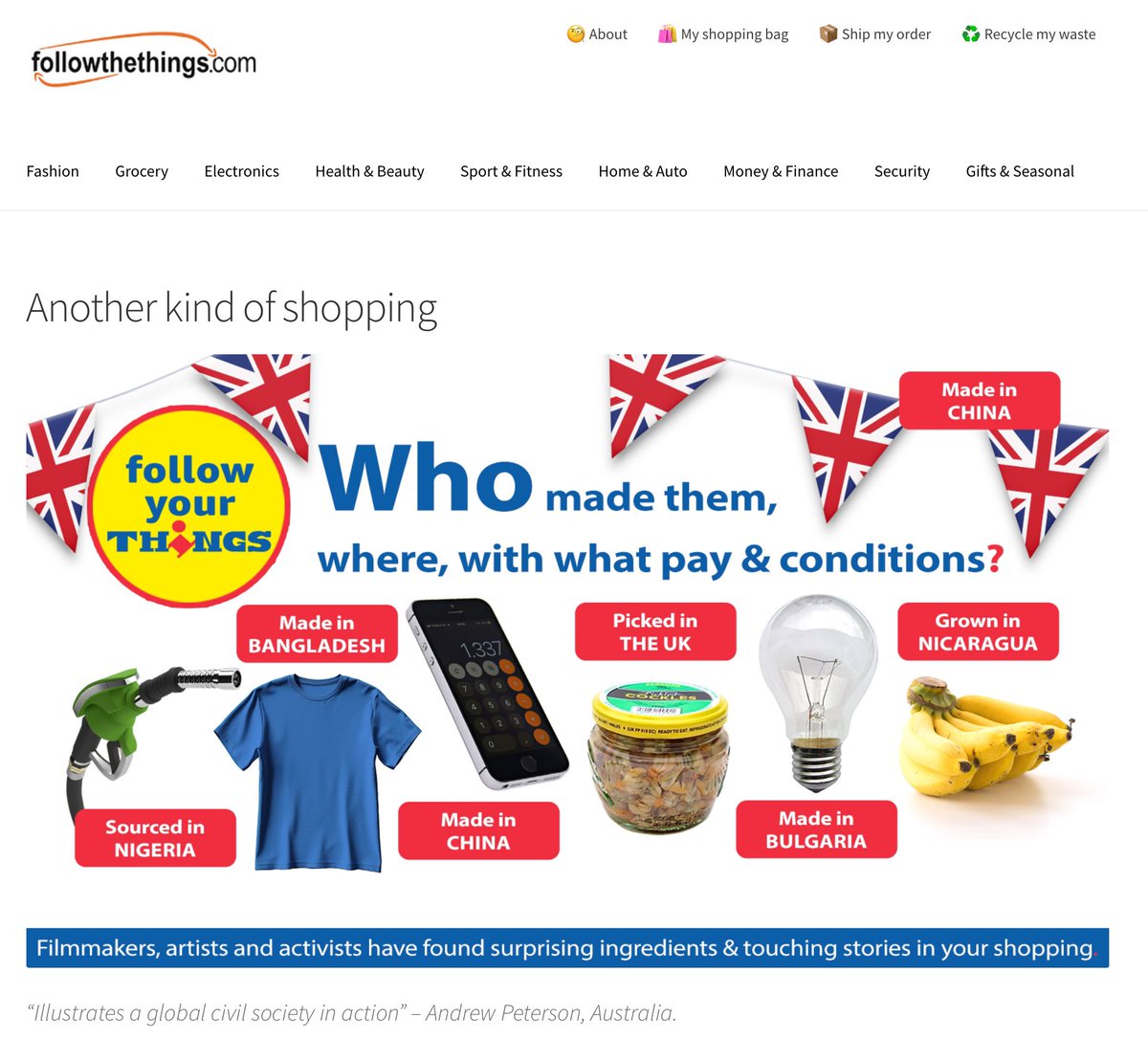 We’re pleased to announce that our new, improved, expanded website is now open for business. 120 examples of trade justice activism can now be searched by date, brand, commodity, origins, destinations, intentions &amp; tactics. Visit followthethings.com 🛍️ 1/3