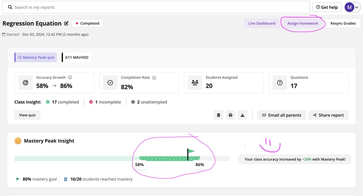 fungooli's tweet photo. πI love checking out the #masterypeak β°οΈ insights in the reports section in @quizizz and also the option to assign a previously live #quizizz as homework for kiddos to do in their own time π
π€Have you checked out the analytics?
#youcanwithquizizz @AlanaColabella https://t.co/oxEbZhgI5y