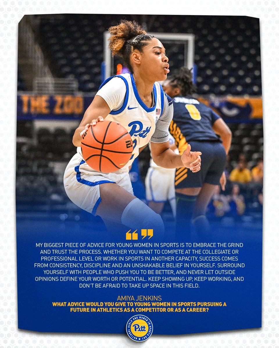 Hear from the women of Pitt Athletics as we celebrate National Girls and Women in Sports Day ⬇️ pittsburghpanthers.com/ngwsd

What advice would you give to young women in sports pursuing a future in athletics?
🗣️ Jessica Strong, Bre Kelley &amp; Amiya Jenkins