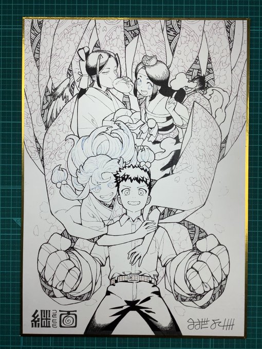 悲報!つぐもも34巻の献本をもらったら、オビの色紙プレゼント情報が間違っていました!漫画アクション移籍時に描いたA4カラー色紙1枚のプレゼントになっていました!(本来は34巻表紙色紙とバニーあるみ色紙の2枚のはずだった) 