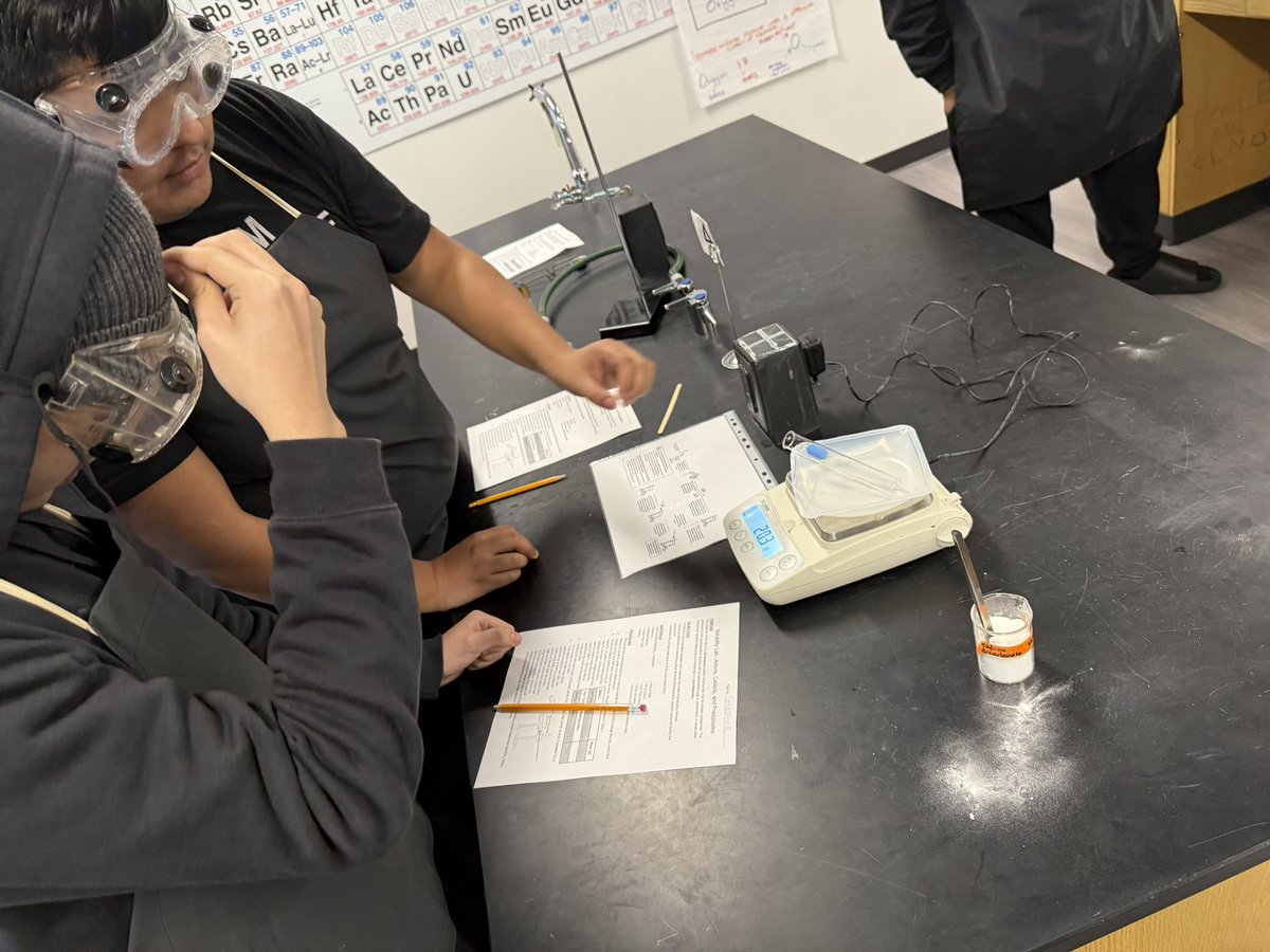 KendrickHover's tweet photo. Super Teacher Mohammad Saleh igniting the interest of our chemistry students through a stoichiometry lab today! #mUStangmagic #RISDBeTheOne https://t.co/vTB4Q1sqdB