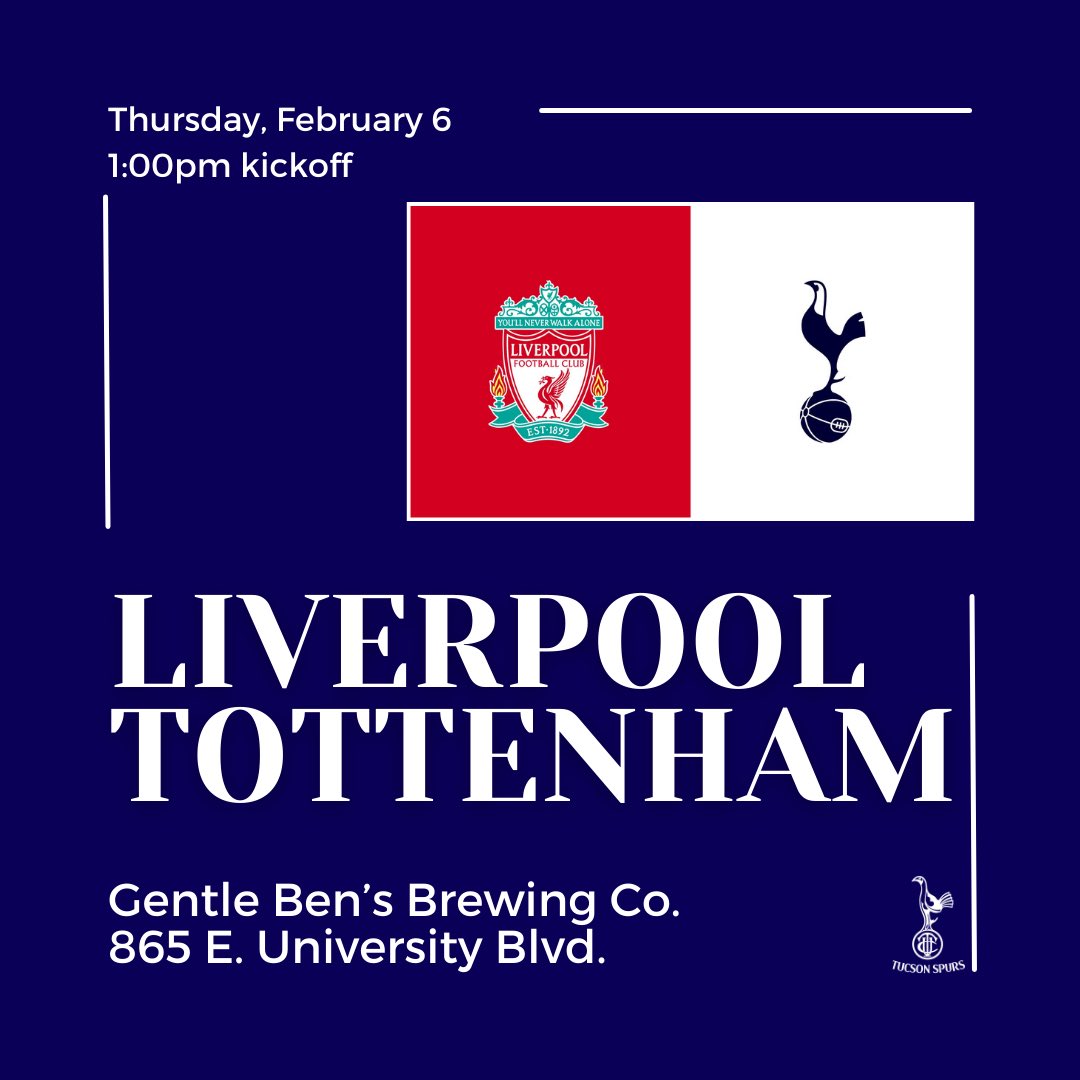 TucsonSpurs's tweet photo. Join us tomorrow at Gentle Bens for the second leg of the League Cup semi final. 

Kickoff at 1pm. 

COYS https://t.co/V3LllqzqDc
