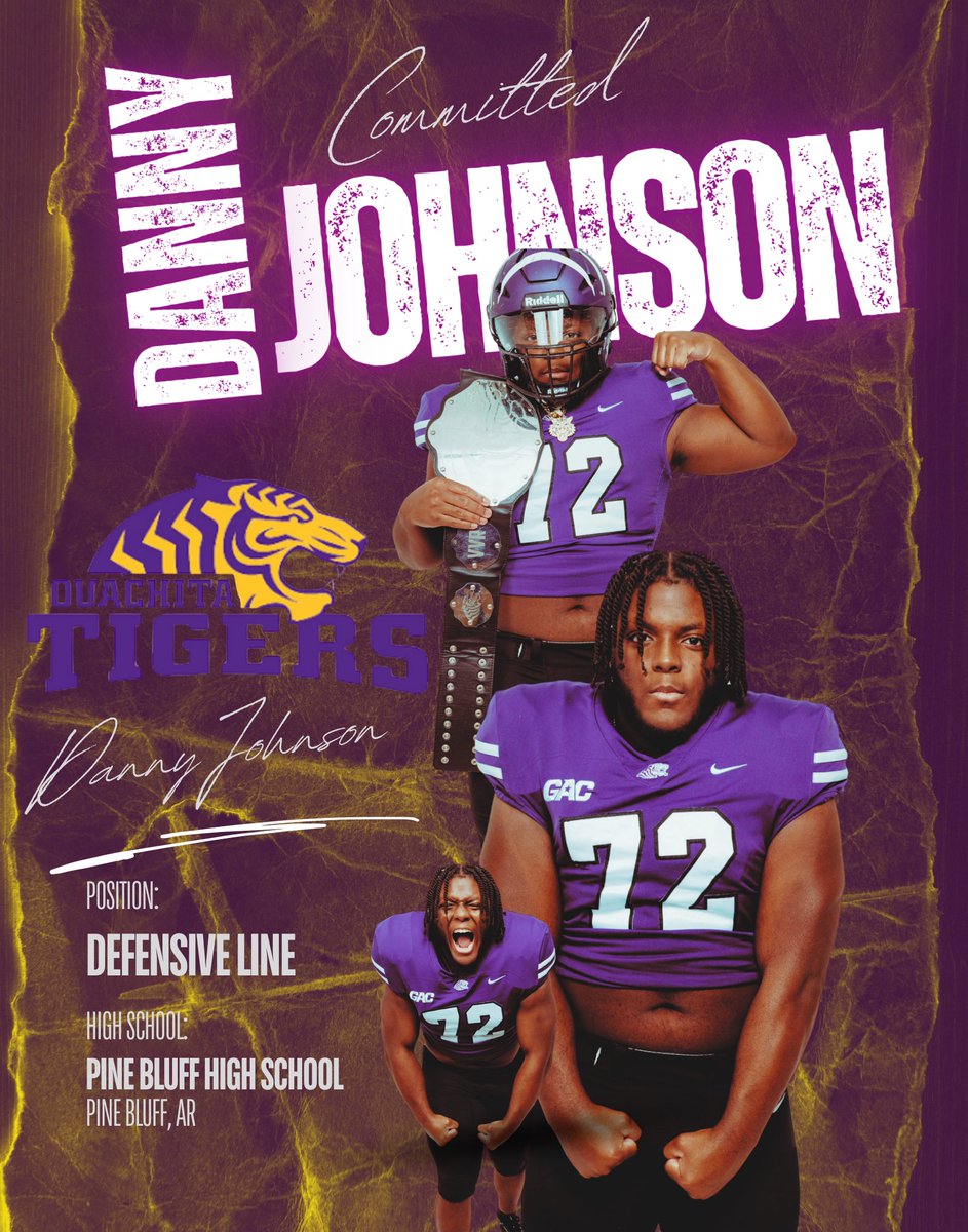 Danny Johnson (@dannyjo55) on Twitter photo First I want to thank GOD for this opportunity. Thank you to my family, coaches, friends, and whole support system. Shout out to <a href="/OuachitaFB/">Ouachita Football</a> <a href="/PBZebrasFB/">Zebra Stripes</a> <a href="/CoachMike2Will/">Coach Mike Will</a> <a href="/CoachShock_OBU/">Brett Shockley</a>
Signed & 1,000,000% committed💯💪🏾💜 First I want to thank GOD for this opportunity. Thank you to my family, coaches, friends, and whole support system. Shout out to <a href="/OuachitaFB/">Ouachita Football</a> <a href="/PBZebrasFB/">Zebra Stripes</a> <a href="/CoachMike2Will/">Coach Mike Will</a> <a href="/CoachShock_OBU/">Brett Shockley</a>
Signed & 1,000,000% committed💯💪🏾💜