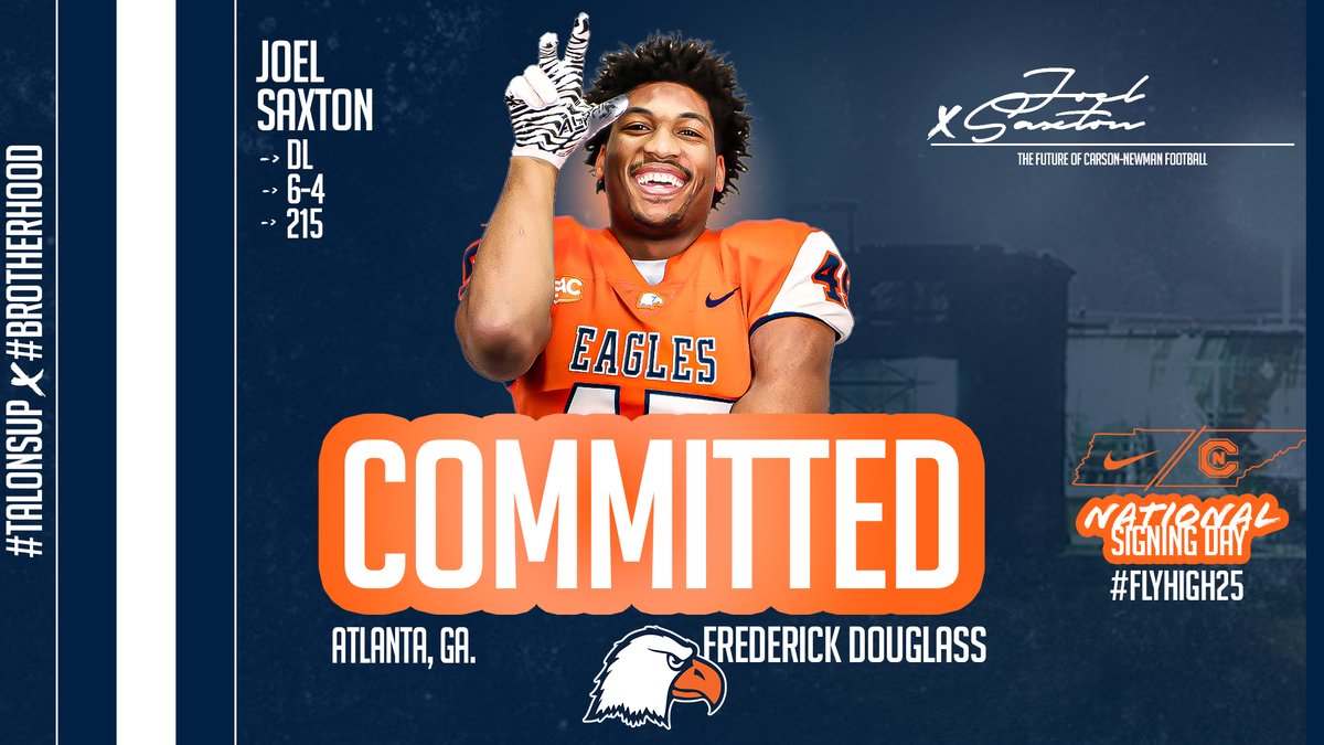 Carson-Newman Football (@cnfootball) on Twitter photo ποΈ #οΈβ£5οΈβ£7οΈβ£
Joel Saxton β DB β 6-4 β 215 β Atlanta, Ga. β Frederick Douglass
π bit.ly/2025CNnsd
#CNNSD25 x #FlyHigh25 | #TalonsUp x <a href="/cnfootball/">Carson-Newman Football</a> x #Brotherhood ποΈ #οΈβ£5οΈβ£7οΈβ£
Joel Saxton β DB β 6-4 β 215 β Atlanta, Ga. β Frederick Douglass
π bit.ly/2025CNnsd
#CNNSD25 x #FlyHigh25 | #TalonsUp x <a href="/cnfootball/">Carson-Newman Football</a> x #Brotherhood