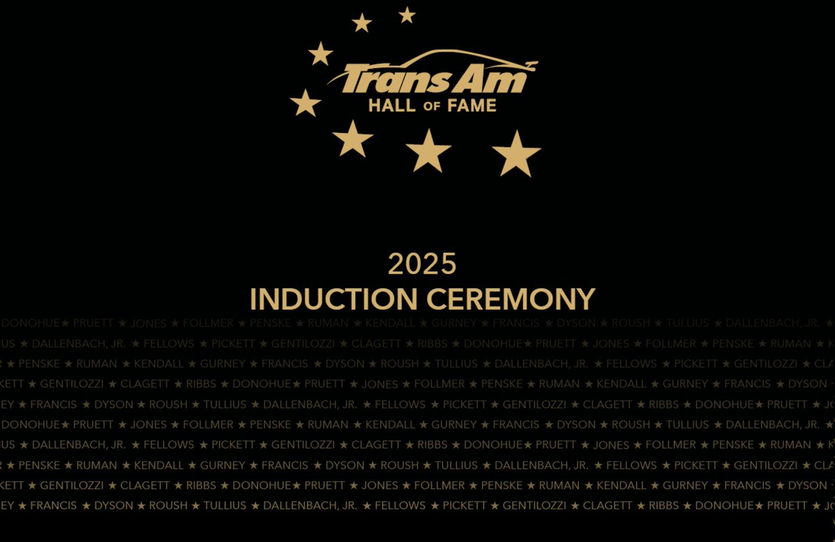 TRANS AM HALL OF FAME: Inaugural Class of Trans Am Hall of Fame Announced

18 Trans Am Legends from Past and Present Compose 2025 Inductees

Read here: gotransam.com/news/Inaugural…