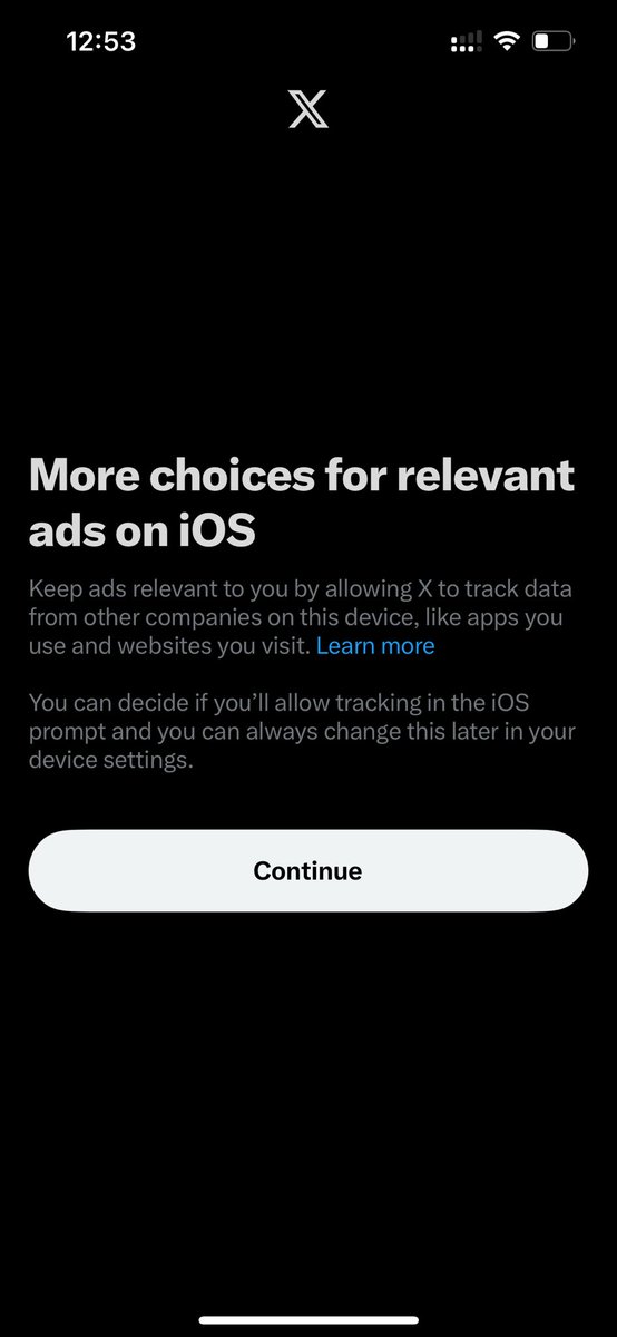 DivySEO's tweet photo. Is X forcing to sign up for ads as there is no way to skip this but to click on “continue”? https://t.co/B6XtNira3G