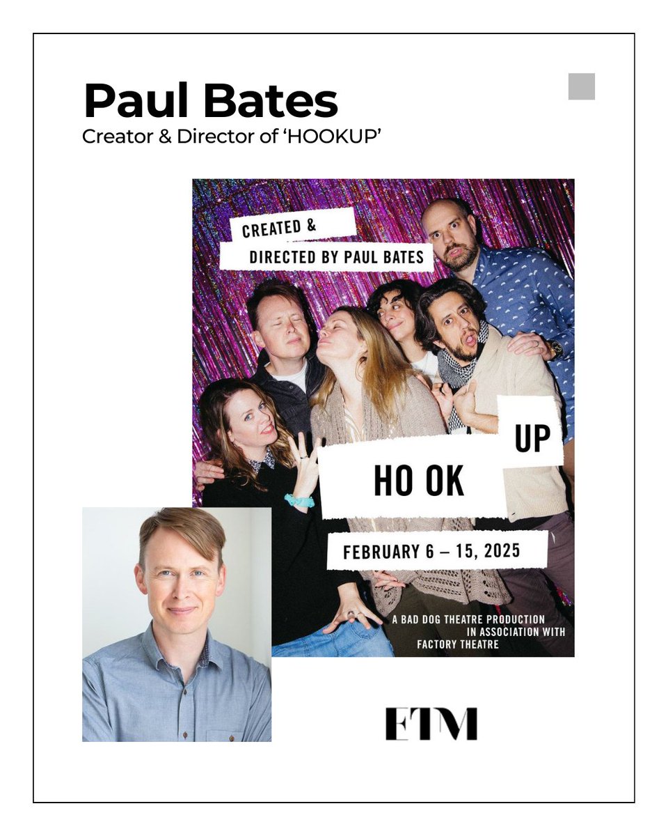 ETM Talent <a href="/batesbot9000/">Paul Bates 🔱</a> is the creator, director, and one of the star of ‘Hookup', a completely unscripted romantic comedy featuring some of Toronto’s top improv comedians. 

Catch it February 6-8 &amp; 13-15 at <a href="/FactoryToronto/">Factory Theatre</a>. Don’t miss out!