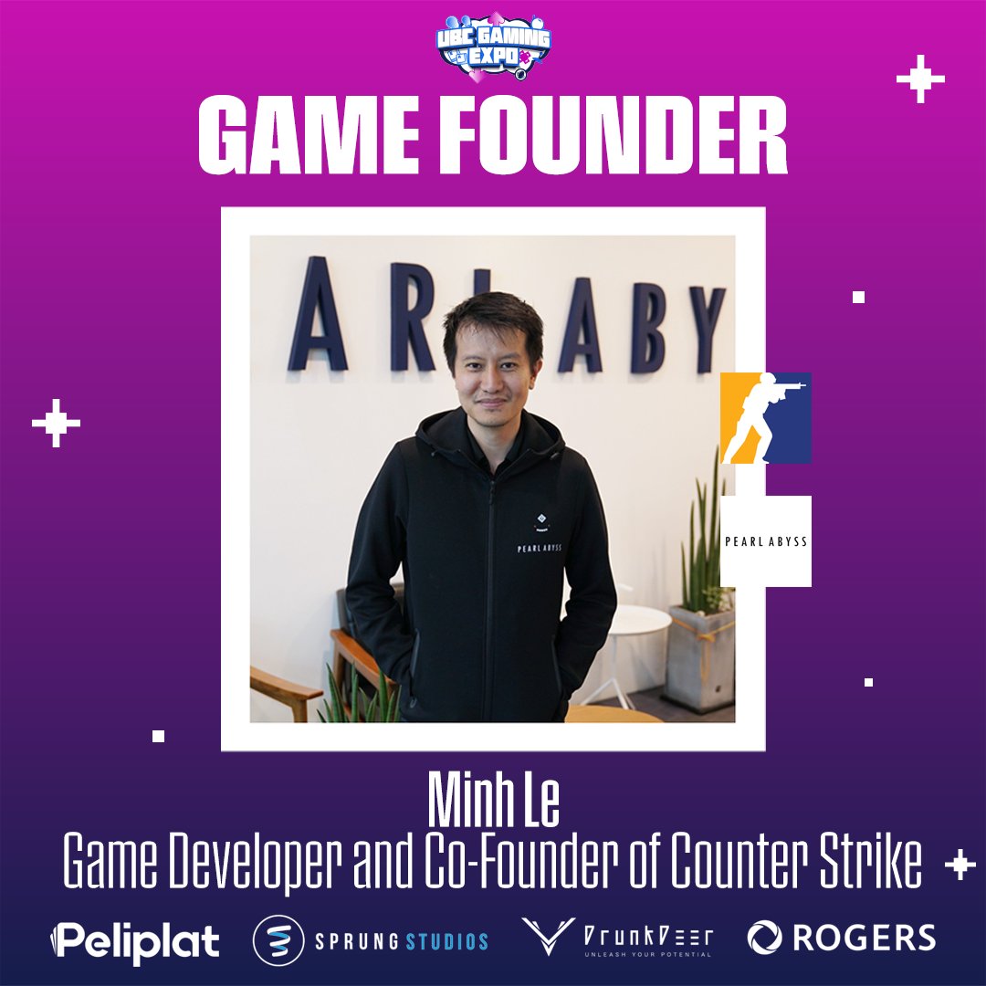 ubcesports's tweet photo. Swing by our Game Founder panel to meet the co-founder of Counter Strike! ✨Meet us Feb 8th @ 2:15PM to meet our amazing guest 💙:

Minh Le - Game Developer and Co-Founder of Counter Strike 

❗️Get your tickets before it's too late from the link in bio! https://t.co/Mm0lweRvCB