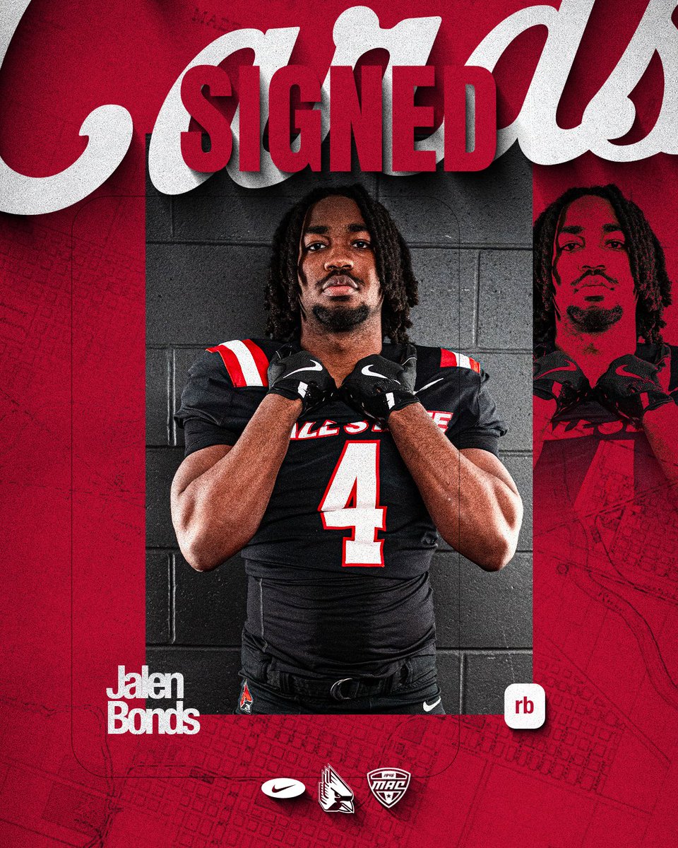 Ball State Football (@ballstatefb) on Twitter photo COACH U’S FIRST CLASS CONTINUES ROLLING IN! Signed with Ball State. Welcome,<a href="/JalenM_Bonds/">Jalen Bonds ⭐️</a>! Go Cardinals!
📰: tinyurl.com/3xh5j6vj COACH U’S FIRST CLASS CONTINUES ROLLING IN! Signed with Ball State. Welcome,<a href="/JalenM_Bonds/">Jalen Bonds ⭐️</a>! Go Cardinals!
📰: tinyurl.com/3xh5j6vj