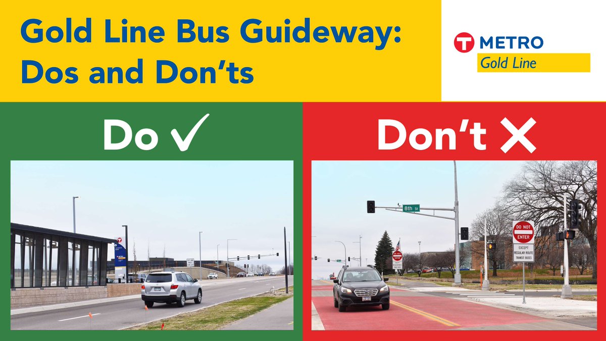 🚗 Red lanes = Bus-Only lanes! 🚍

The new Gold Line bus guideway is reserved exclusively for buses. Drivers, avoid entering red lanes, as they are entrances for the bus guideway. Stay safe and avoid interfering with the bus service.