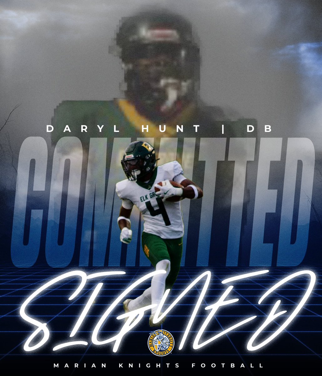 MarianUFootball's tweet photo. Welcome to the FreakShow, Daryl Hunt!
Defensive back coming to campus from Elk Grove Village, IL
#BeAKnight https://t.co/Z8eGZD3ulM