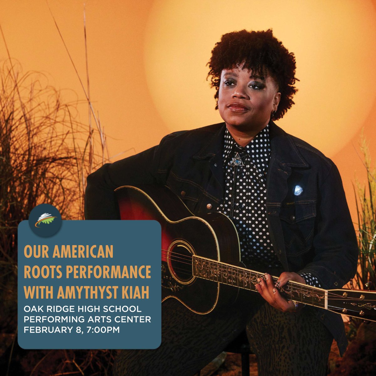 Join Amythyst Kiah, a Grammy-nominated folk singer-songwriter from Johnson City, for a free concert at 7pm on Saturday, February 8th, in the Oak Ridge High School Performing Arts Center, 1450 Oak Ridge Turnpike! See you soon for this amazing evening full of soul-stirring music!