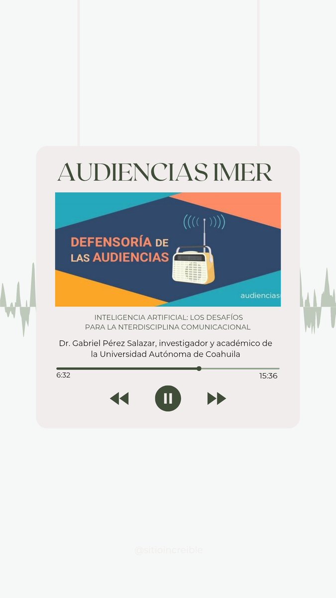 🎙️En #AudienciasIMER será sobre el tema del momento: #inteligenciaartificial  ¿Cómo entender los resultados que arrojan?
Esto y más en una interesantísima charla con el Dr. Gabriel Pérez Salazar <a href="/gabrielperezsal/">Gabriel Perez Salazar</a>, de la <a href="/UAdeC/">@UAdeC</a>.

¡Te esperamos a las 3pm por <a href="/imerhoy/">IMER</a> y <a href="/rmiimer/">Radio México Intl.</a>!