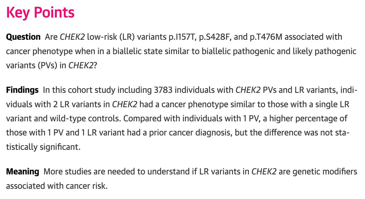 DFCI_BreastOnc's tweet photo. Check out this recent @JAMANetworkOpen on Double CHEK2 Pathogenic and Low-Risk Variants and Associated Cancer Phenotypes 
🔓https://t.co/kF35qoCq6X
@DrBBychkovsky @nbagaoglu @judygarber5 @DrHQRana https://t.co/zJBrb2sGTq