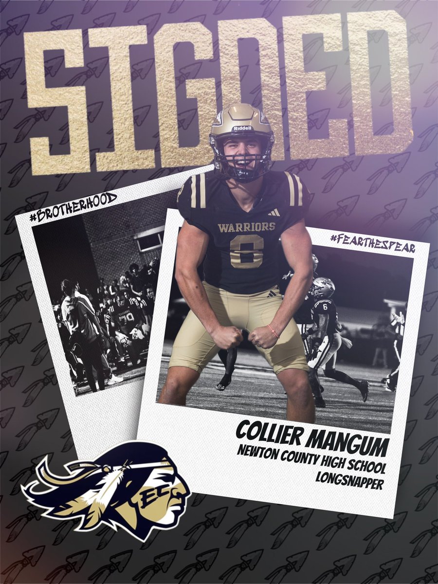 eccc_football's tweet photo. Specialist from Newton County!!

@colliermangum has joined the Brotherhood!!

#Brotherhood x #FearTheSpear🪶 https://t.co/OG3q8oVfcd