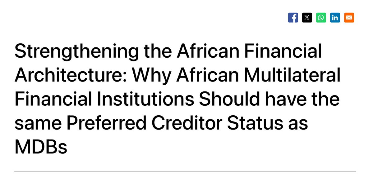 🧵 Pleased to share initial essays on my ongoing project: the African Financial Architecture &amp; the African Multilateral Financial Institutions (#AMFIs).

Here, I reflect 4️⃣ core args why #AMFIs are MDBs on their own terms &amp; what that means for Africa … /1
afronomicslaw.org/category/analy…