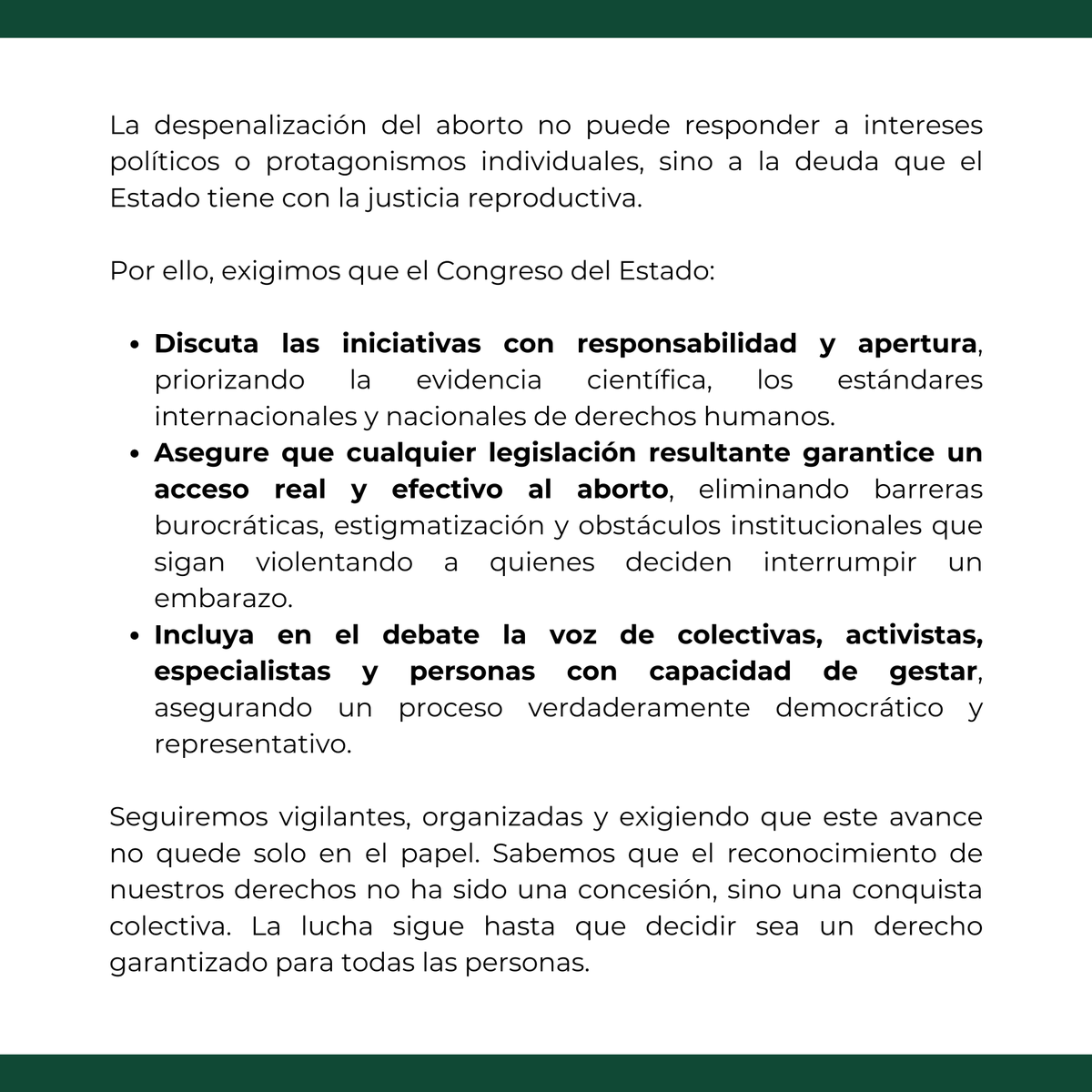 cejudimx's tweet photo. La esperanza por una justicia reproductiva no cesará, exigimos la despenalización del aborto en #Yucatán ✊.  
Exigimos que el Estado salde su deuda histórica con las mujeres, hombres trans, personas no binarias y otras personas con capacidad de gestar 🔥💚 .
#AbortoLegal #Aborto https://t.co/jBl17SYrH1