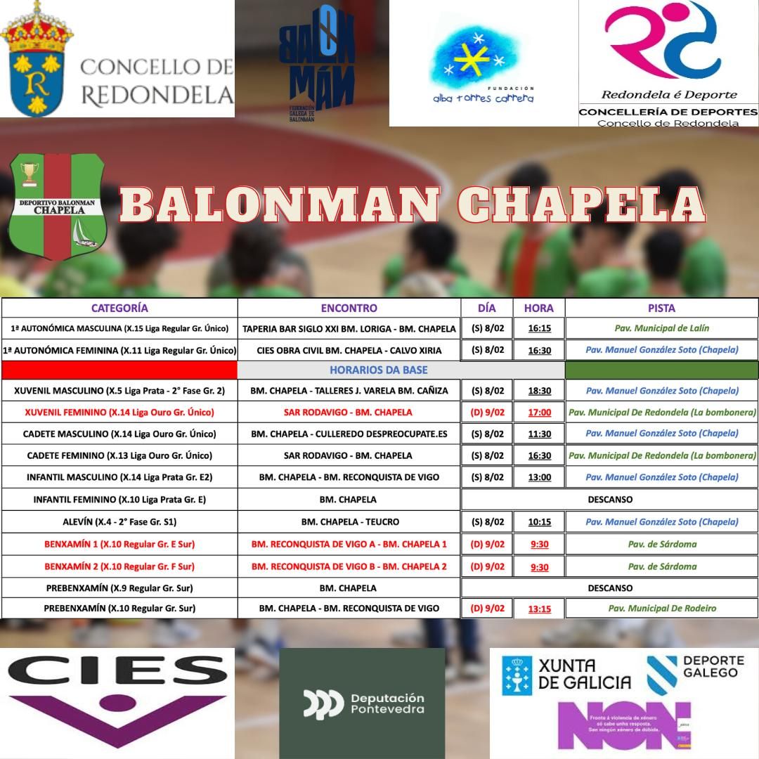 CB_ChapelaWeb's tweet photo. Esta é a axenda cos encontros dos nosos equipos pra esta fin de semana. 
#imoschapela #vermelloeverde #sonolasetta https://t.co/Z3r7rWKqmd