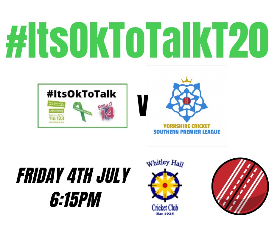 DELIGHTED TO ANNOUNCE THIS YEARS #ItsOkToTalkT20 GAME WILL BE PLAYED AT <a href="/WhitleyHallCC/">Whitley Hall CC</a> 

WE’RE GOING TO WHCC THIS SEASON TO BE APART THEIR CENTENARY YEAR, WELL BATTED WHCC 💯🏏👏🏻 

THANK YOU FOR HOSTING THIS YEARS GAME…

#RunsRunsRunsRuns🏏🏏🏏🏏🏏🏏🏏