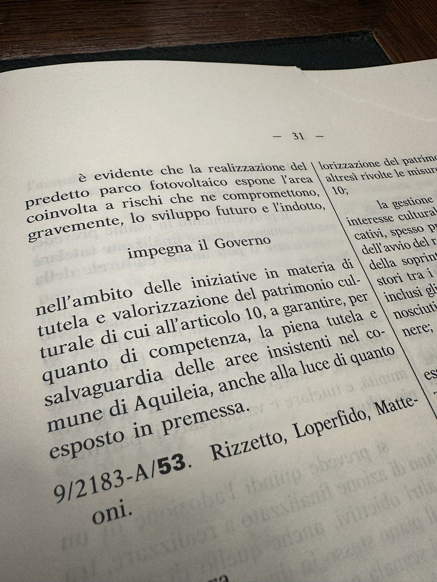 Approvato ora in Aula il mio odg sulla tutela di un territorio,quello di Aquileia (Ud), iscritto tra i Patrimoni Unesco.

Nulla contro alla diffusione del fotovoltaico,ma non su un’area agricola ad elevatissimo impatto archeologico accanto della bellissima Basilica Patriarcale.